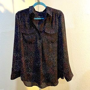 Black speckled long sleeve blouse